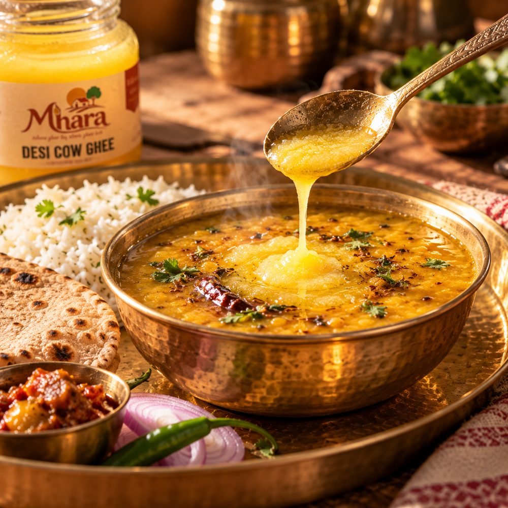 Ghee served over dal