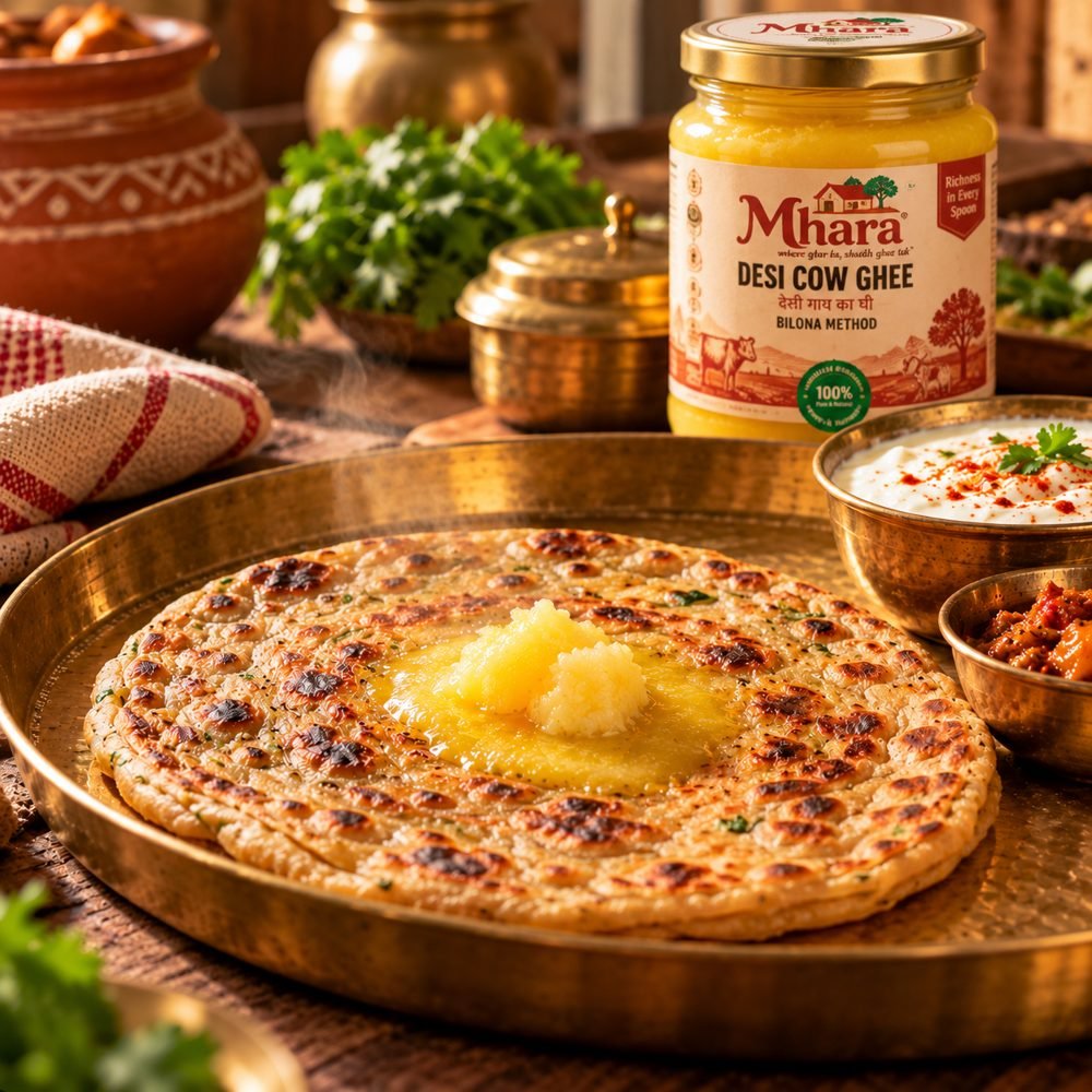 Ghee served over paratha